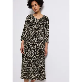 Midikleid STREET ONE, Damen, Gr. 36, N-Gr, schwarz, Web, Obermaterial: 100% Viskose, bedruckt, lässig geschnitten ca. Mitte Wade, V-Ausschnitt, Kleider Midikleid, mit grafischem Muster und 3/4 -Arm