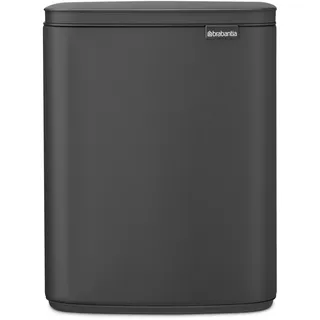 Brabantia Bo Mülleimer 12 l | Kompakter rechteckiger Mülleimer mit Softclose-Deckel, herausnehmbarer Inneneimer | Wandmontage oder frei stehend für Bad, Küche oder Büro | Mineral Infinite Grey