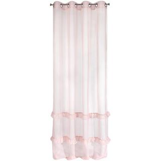 Eurofirany Vorhang Glitzer Glatt Transparent 8 Ösen Gardinen Durchsichtig Edel Elegant Hochwertig Glamour Schlafzimmer Wohnzimmer Lounge, Rosa, 140X250 cm