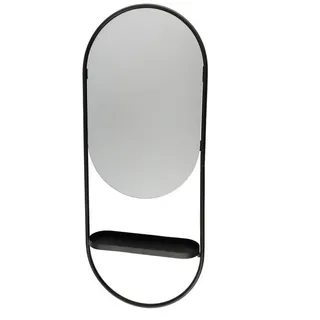 Wandspiegel oval mit Ablage , Schwarz , Metall , 38x90x10.5 cm , Spiegel