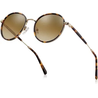 CARFIA Polarisierte Damen Herren Sonnenbrille UV400 Retro Runde Blaulichtfilter Brille für Freizeit Fahren Golf