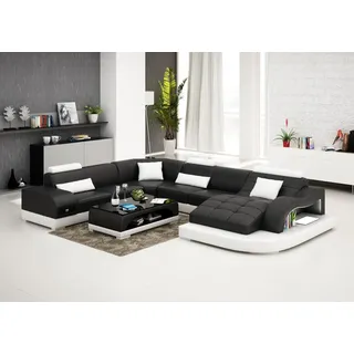 Sofa Wohnlandschaft U Form Ecksofa Couch Garnitur Polster Big xxl Sofas Couchen - Schwarz