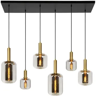 LUCIDE JOANET 6-flg. 60 cm Rauchfarbe Grau, Mattes Gold
