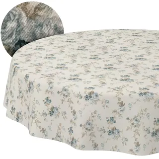 Tischdecke abwaschbar Tischtuch Lotuseffekt pflegeleicht aus Baumwolle Polyester schmutzabweisend Outdoor Gartentischdecke Rosen Alisa Rund 140cm