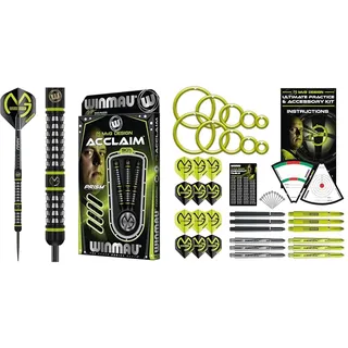 WINMAU Michael Van Gerwen MvG Acclaim 25 Gramm Wolfram Dartpfeile mit Stahlspitze Set mit Flights und Shafts & MvG Ultimatives Übungs- und Zubehör-Set