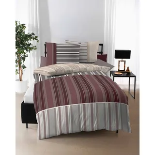 Kaeppel Mako-Satin Bettwäsche Sandro bordeaux 155x220 cm + 80x80 cm - bordeaux