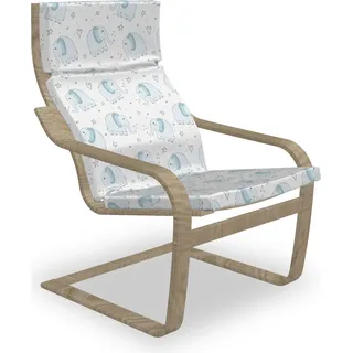 ABAKUHAUS Elefant Poäng Sessel Polster, Tiere Herz-Stern, Sitzkissen mit Stuhlkissen mit Hakenschlaufe und Reißverschluss, Baby Blue Cinnamon Weiß - Weiß