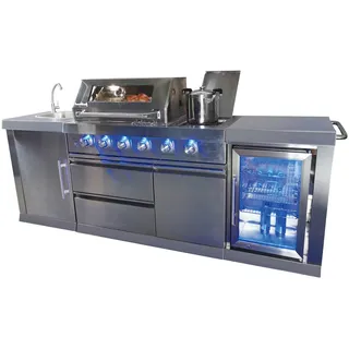 Buschbeck Outdoor-Küche »»Oxford« mit Gasgrill und Kühlschrank« BxTxH: 245x60x119 cm, silberfarben