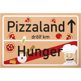 DankeDir! Pizzaland Ortsschild - Pizza Schild Lustiges Geschenk für sie ihn - süße Deko Wanddeko Türschild Küche Restaurant Geschenkidee Geburtstagsgeschenk Frauen Männer