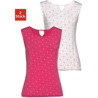 LASCANA Shirttop, (2er-Pack), mit kleinem Cut-Out im Nacken LASCANA pink, weiß 48/50