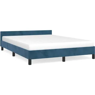 vidaXL Bettgestell ohne Matratze Dunkelblau 140x200 cm Samt - Blau