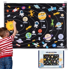 Sonnensystem Kinder mit 61 Filz Figuren - BONNYCO | Montessori Spielzeug Kinder Geschenke für Mädchen Spielzeug 3 4 5 6 7 8 Jahre | Planeten Kinder Spielzeug Sonnensystem Modell Weltraum Weihnachten