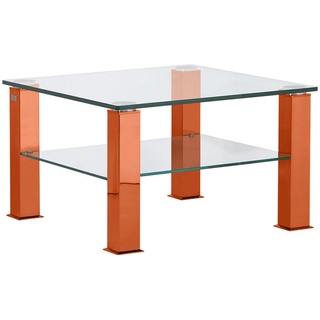 Xxxl Couchtisch , Orange, Rot , Metall, Glas , quadratisch , eckig , 75x42.5x75 cm , Wohnzimmer, Wohnzimmertische, Couchtische, Couchtische Glas