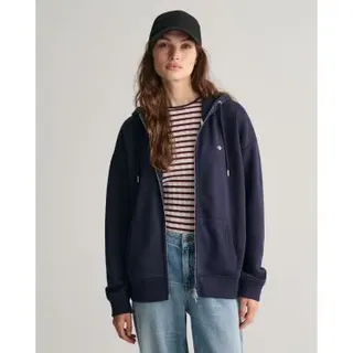 Gant für Damen. 4201412 Kapuzenpulli mit marineblauem Shield Zip Hoodie (XS), Lässig, Baumwolle