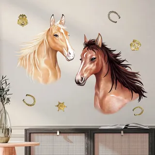 decalmile Wandtattoo Pferdekopf Wandaufkleber Pferde Groß Bauernhoftiere Wandsticker kinderzimmer Schlafzimmer Wohnzimmer Wanddeko