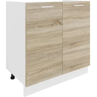 VCM Unterschrank Spülenunterschrank 80 x 46 x 82 cm Weiß/Sonoma Eiche