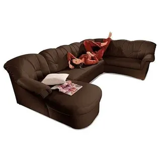 DOMO collection Wohnlandschaft »Papenburg, zeitlose Rückensteppung, elegante Formensprache, U-Form« in großer Farbvielfalt, wahlweise mit Bettfunktion, braun