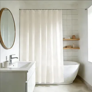 YISURE Duschvorhang Beige 200x220 cm überlänger, Polyester großer Badvorhang mit 16 Metallösen wasserabweisend Stoff, Breite 200 x Höhe 220cm