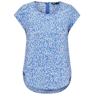 ONLY Damen Bedruckte Kurzarm Bluse Print Basic Rundhals Ausschnitt T-Shirt Blouse Oberteil ONLVIC