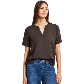 Street One Kurzarm Bluse mit Turn-Up Espresso Brown 38
