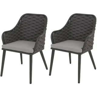 Mendler HWC-O16 Gartenstuhl 59 x 59 x 84 cm grau 2 St.
