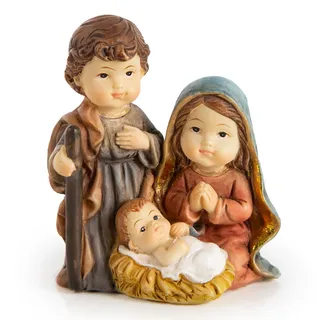 Miniatur-Krippe: Kleine Deko Weihnachten, Weihnachtskrippe, Tischkrippe, Weihnachtsfiguren zum Hinstellen, Krippenfiguren Innen, Weihnachtsdeko, Dekofiguren Heilige Familie, Dekoration Klein, 7 cm