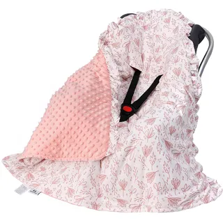 Baby Einschlagdecke für Babyschale 90x90cm Doppelseitig Gesteppte 100% Baumwolle Baby Decke für Kinderwagen Buggy Autositz (Pflanzen)
