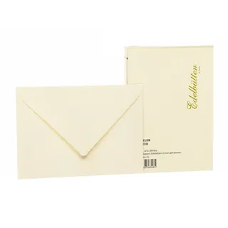 RÖSSLER Papier 2031388803 - Briefumschlagpack DIN C6, Seidenfutter, 20 Stück Edelbütten gehämmert, ivory