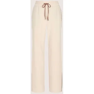 Schlupfhose MADELEINE "Jerseyhose Schlupfhose mit Galonstreifen", Damen, Gr. 34, N + K Gr, grau (kiesel, caramel), Obermaterial: 95% Polyester PES. 5% Elasthan EL., Modern, weit, Hosen Schlupfhose, Hose mit seitlichen Galonstreifen