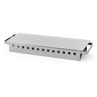 HENDI Speisewärmer, 3 Teelichter Edelstahl, Eloxierte Aluminiumplatte kratzfest, Buffetwärmer, 450x180x(H)65mm, Aluminium, Edelstahl