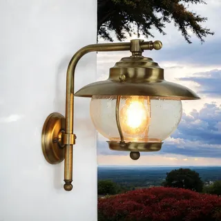 Wandlampe Antik aus Messing Maritim wetterfest PYRGOS Außenlampe Laterne Haus