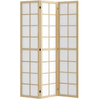 Homcom Paravent Kiefernholz Vliesstoff 120L x 1,7B x 170H cm Naturholz