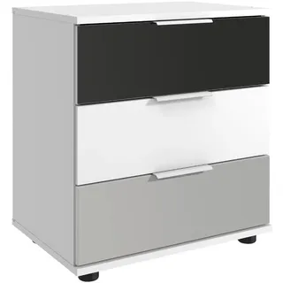Mid.you Nachtkästchen , Grau, Weiß, Hellgrau , Metall , 3 Schubladen , 52x58x38 cm , BQ - Bündnis für Qualität, Made in Germany, DIN EN ISO 9001 , Schlafzimmer, Nachtkästchen