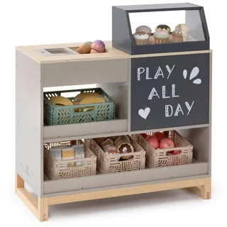 Musterkind Kaufladen , Naturfarben, Hellgrau , Holz , 30x64x59 cm , EN 71, CE, FSC 100% , Spielzeug, Holzspielzeug