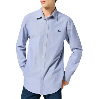 Wrangler Men's LS 1 PKT Shirt, Oxford Blue, 56