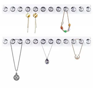 Baoswi 2-Pack Halskette Aufhänger Acryl Halsketten Halter Wand befestigte Schmuck Organizer hängen mit 12 Diamant Form Haken, Schmuck Aufhänger für Halskette, Geschenk für Mädchen Frauen