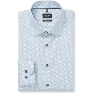 Langarmhemd OLYMP "No 6", Herren, Gr. 43, N-Gr, bleu, Web, Obermaterial: 97% Baumwolle, 3% Elastolefin, gemustert, sehr schmal normal, 2-Knopf-Manschette, Hemden Langarmhemd, Businesshemd, super slim, New York Kentkragen