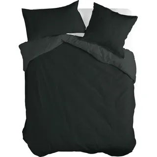 Basic Bettbezug Schwarz 155 x 220 cm 100% Baumwolle Hergestellt in Europa - Schwarz