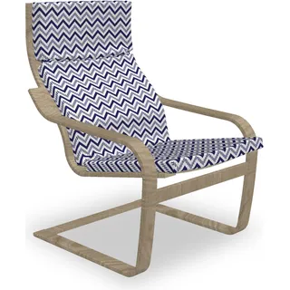 ABAKUHAUS Winkel Poäng Sessel Polster, Zickzack-gestreiftes Muster, Sitzkissen mit Stuhlkissen mit Hakenschlaufe und Reißverschluss, Marine-Blau-Weiß