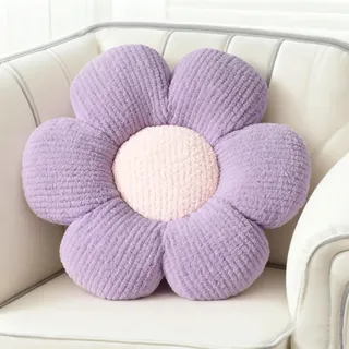 Tutamaz Blumenkissen, Lila Blumengestalt Zierkissen,Blumen Plüsch Kissen 40cm, Schmusekissen Flausch Dekokissen,Weiche Kissen Deko für Kinder Mädchen für Sofa Bett Wohnzimmer Schlafzimmer Kinderzimmer