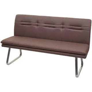 MCW Sitzbank MCW-H70, Esszimmerbank Bank Polsterbank, Rückenlehne Stoff/Textil Edelstahl gebürstet ~ braun 160cm