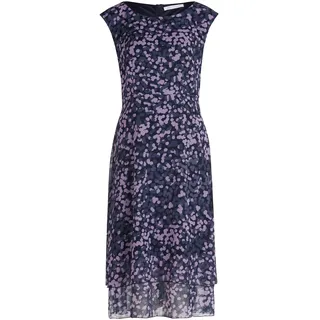 Midikleid BETTY & CO "Midikleid mit Stufen", Damen, Gr. 42, EURO, blau (dunkelblau, lila), 100% Polyester PES., Kleider Midikleid
