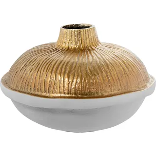 DRW Tischvase aus Aluminium in Gold und Weiß, 30 x 30 x 20 cm