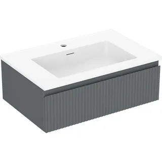 Mexen Rivel Badezimmermöbel 70 cm mit Waschbecken Otis, 1 Schublade, gerillt, grafit matt/weiß matt - 91A20-07023-1-BF66-W18M01