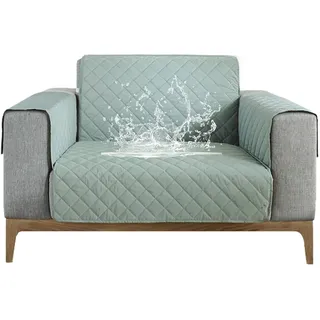Carvapet Sofabezug wasserdichte Sofaüberwurf Antirutsch Sofahusse Schutz vor Haustier Katze Hunde Sofa überwurf Couch überzug für Sofa(Hellgrün,1 Sitzer)