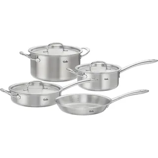 Fissler Topf-Set "Fissler M5 Pro-Ply, Edelstahl-Topfset (7-teilig)" Set, 7-teilig: Bratpfanne, Kochtopf, Sauteuse und Stielkasserolle, 7 tlg. Edelstahl 18/10, silberfarben