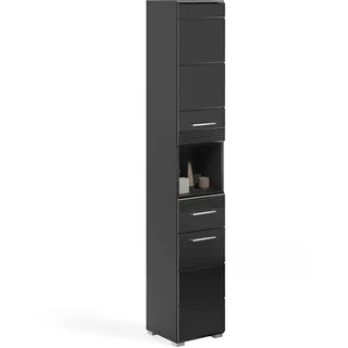 xonox.home Linus Hochschrank 30 x 182 x 31 cm Schwarz Hochglanz Holz