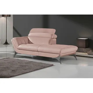 Recamiere EGOITALIANO "Sueli, extravagantes Design und erstklassiger Sitzkomfort", rosa (millenium rose), B:180cm H:100cm T:110cm, Leder »NUVOLE« (Echtes Rindsleder). Halbnatürliches, halbnarbiges Rindsleder mit einer natürlichen Körnung von 1, 2 bis 1, 4 mm. Dieses Leder hat eine weiche, wachsartige Hand mit mattem Aussehen und einem Wolkeneffekt. Es handelt sich um ein Naturleder, das die ursprünglichen Eigenschaften der Lederhäute nicht verändert. Das Vorhandensein von verheilten Narben,