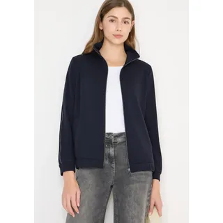 Sweatjacke CECIL, Damen, Gr. L (42), universal blau, Sweatware, Obermaterial: 47% Polyester, 47% Viskose, 6% Elasthan, unifarben mit Farbeinsatz, lässig geschnitten hüftbedeckend, Rundhals, Bündchen, Sweatjacken Sweatjacke, Langarm mit Tape-Details und Bündchen, Topseller
