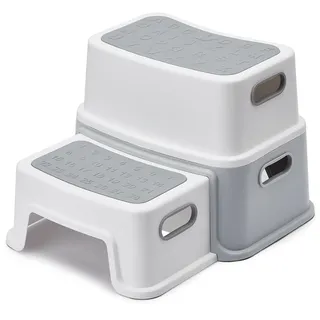 HOUSE DAY Tritthocker Kinder 2 Stufen(hoch 25cm)-Sichere Tritthocker mit Anti Rutsch Füßen für Badezimmer,Toilette Hocker Anti Kipp Tritthocker